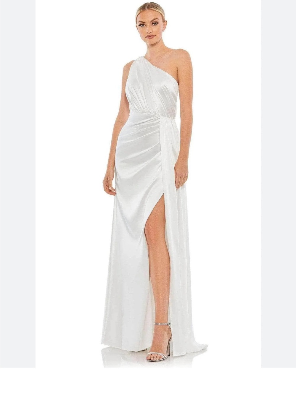 MacDuggal White One Shoulder Gown 26654